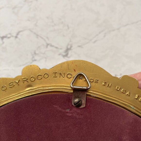 Vintage Syroco Gold Plastic Frame Carved Decorative Vanity Wall Mirror - 12.5 in - Picture 5 of 13